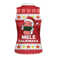 Hawaii Funny Christmas Women Sleeveless Polo Shirt Spam Musubi Santa