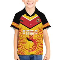 Papua New Guinea Rugby Custom Family Matching Off Shoulder Short Dress and Hawaiian Shirt Kumul Pride Go Champions