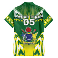 Cook Islands Rugby Custom Family Matching Off The Shoulder Long Sleeve Dress and Hawaiian Shirt The Kukis Go Champions