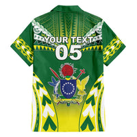 Cook Islands Rugby Custom Family Matching Short Sleeve Bodycon Dress and Hawaiian Shirt The Kukis Go Champions