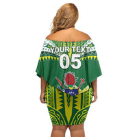 Cook Islands Rugby Custom Off Shoulder Short Dress The Kukis Go Champions LT05 - Polynesian Pride