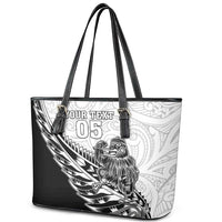 New Zealand Kiwi Rugby Custom Leather Tote Bag Go Champions Maori Pattern