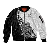 New Zealand Kiwi Rugby Custom Sleeve Zip Bomber Jacket Go Champions Maori Pattern LT05 Unisex White - Polynesian Pride