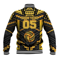 Custom Polynesia Beach Volleyball Baseball Jacket Gold Polynesian Tribal Pattern - Polynesian Pride