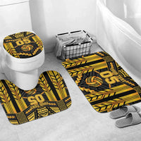 Custom Polynesia Beach Volleyball Bathroom Set Gold Polynesian Tribal Pattern LT05 Mat Set Only (3 pcs) One Size Gold - Polynesian Pride