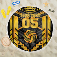 Custom Polynesia Beach Volleyball Beach Blanket Gold Polynesian Tribal Pattern LT05 One Size 150cm Gold - Polynesian Pride