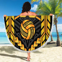 Custom Polynesia Beach Volleyball Beach Blanket Gold Polynesian Tribal Pattern LT05 - Polynesian Pride