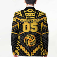 Custom Polynesia Beach Volleyball Blazer Gold Polynesian Tribal Pattern LT05 - Polynesian Pride
