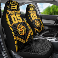 Custom Polynesia Beach Volleyball Car Seat Cover Gold Polynesian Tribal Pattern LT05 - Polynesian Pride