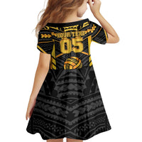 Custom Polynesia Beach Volleyball Family Matching Off Shoulder Short Dress and Hawaiian Shirt Gold Polynesian Tribal Pattern - Polynesian Pride