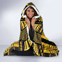 Custom Polynesia Beach Volleyball Hooded Blanket Gold Polynesian Tribal Pattern LT05 - Polynesian Pride