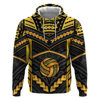 Custom Polynesia Beach Volleyball Hoodie Gold Polynesian Tribal Pattern LT05 Pullover Hoodie Gold - Polynesian Pride