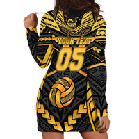 Custom Polynesia Beach Volleyball Hoodie Dress Gold Polynesian Tribal Pattern LT05 - Polynesian Pride