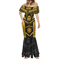 Custom Polynesia Beach Volleyball Mermaid Dress Gold Polynesian Tribal Pattern LT05 - Polynesian Pride