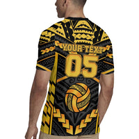 Custom Polynesia Beach Volleyball Rugby Jersey Gold Polynesian Tribal Pattern LT05 - Polynesian Pride