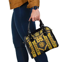 Custom Polynesia Beach Volleyball Shoulder Handbag Gold Polynesian Tribal Pattern - Polynesian Pride