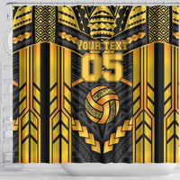 Custom Polynesia Beach Volleyball Shower Curtain Gold Polynesian Tribal Pattern LT05 - Polynesian Pride