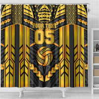 Custom Polynesia Beach Volleyball Shower Curtain Gold Polynesian Tribal Pattern LT05 - Polynesian Pride
