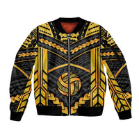 Custom Polynesia Beach Volleyball Sleeve Zip Bomber Jacket Gold Polynesian Tribal Pattern LT05 Unisex Gold - Polynesian Pride