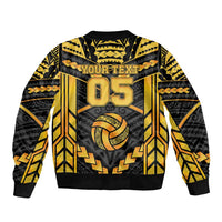 Custom Polynesia Beach Volleyball Sleeve Zip Bomber Jacket Gold Polynesian Tribal Pattern LT05 - Polynesian Pride