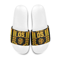 Custom Polynesia Beach Volleyball Slide Sandals Gold Polynesian Tribal Pattern LT05 Gold - Polynesian Pride