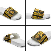 Custom Polynesia Beach Volleyball Slide Sandals Gold Polynesian Tribal Pattern LT05 - Polynesian Pride