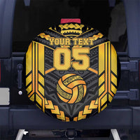 Custom Polynesia Beach Volleyball Spare Tire Cover Gold Polynesian Tribal Pattern LT05 No hole Gold - Polynesian Pride