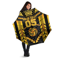 Custom Polynesia Beach Volleyball Umbrella Gold Polynesian Tribal Pattern - Polynesian Pride