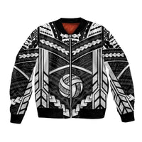 Custom Polynesia Beach Volleyball Bomber Jacket Polynesian Tribal Pattern LT05 Unisex Black - Polynesian Pride