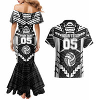 Custom Polynesia Beach Volleyball Couples Matching Mermaid Dress and Hawaiian Shirt Polynesian Tribal Pattern LT05 - Polynesian Pride