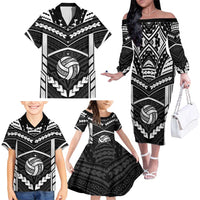 Custom Polynesia Beach Volleyball Family Matching Off The Shoulder Long Sleeve Dress and Hawaiian Shirt Polynesian Tribal Pattern LT05 - Polynesian Pride