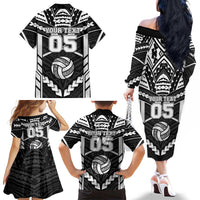 Custom Polynesia Beach Volleyball Family Matching Off The Shoulder Long Sleeve Dress and Hawaiian Shirt Polynesian Tribal Pattern LT05 - Polynesian Pride