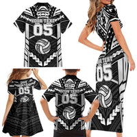 Custom Polynesia Beach Volleyball Family Matching Short Sleeve Bodycon Dress and Hawaiian Shirt Polynesian Tribal Pattern LT05 - Polynesian Pride