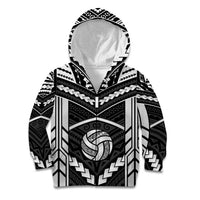 Custom Polynesia Beach Volleyball Kid Hoodie Polynesian Tribal Pattern LT05 Zip Hoodie Black - Polynesian Pride