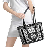 Custom Polynesia Beach Volleyball Leather Tote Bag Polynesian Tribal Pattern LT05 - Polynesian Pride