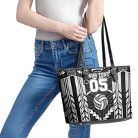 Custom Polynesia Beach Volleyball Leather Tote Bag Polynesian Tribal Pattern LT05 - Polynesian Pride