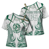 Custom Hawaii Volleyball Cross Shoulder Shirt Polynesian Pattern LT05 - Polynesian Pride