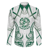 Custom Hawaii Volleyball Family Matching Tank Maxi Dress and Hawaiian Shirt Polynesian Pattern LT05 Dad's Shirt - Long Sleeve Teal - Polynesian Pride