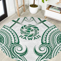 Hawaii Volleyball Round Carpet Polynesian Pattern LT05 Teal - Polynesian Pride