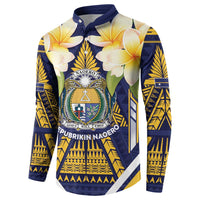 Personalised Nauru Independence Day Button Sweatshirt Coat Of Arms With Plumeria LT05 - Polynesian Pride
