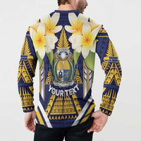 Personalised Nauru Independence Day Button Sweatshirt Coat Of Arms With Plumeria LT05 - Polynesian Pride