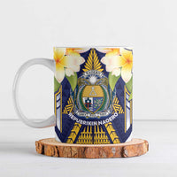 Personalised Nauru Independence Day Ceramic Mug Coat Of Arms With Plumeria LT05 Navy - Polynesian Pride