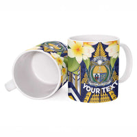 Personalised Nauru Independence Day Ceramic Mug Coat Of Arms With Plumeria LT05 - Polynesian Pride