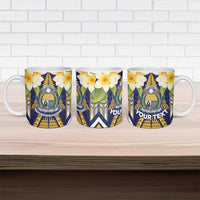 Personalised Nauru Independence Day Ceramic Mug Coat Of Arms With Plumeria LT05 - Polynesian Pride