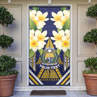 Personalised Nauru Independence Day Door Cover Coat Of Arms With Plumeria LT05 Navy - Polynesian Pride