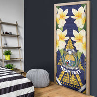 Personalised Nauru Independence Day Door Cover Coat Of Arms With Plumeria LT05 - Polynesian Pride