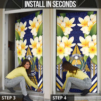 Personalised Nauru Independence Day Door Cover Coat Of Arms With Plumeria LT05 - Polynesian Pride