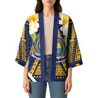 Personalised Nauru Independence Day Kimono Coat Of Arms With Plumeria LT05 - Polynesian Pride
