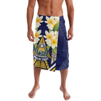 Personalised Nauru Independence Day Lavalava Coat Of Arms With Plumeria LT05 Navy - Polynesian Pride