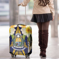 Nauru Independence Day Luggage Cover Coat Of Arms With Plumeria - Polynesian Pride
